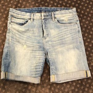 Distress denim shorts